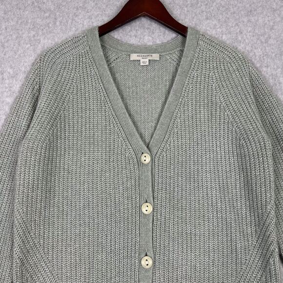 AllSaints Green Bay Leanne Cardigan Knit Wool Alpaca Blend Sweater Size Small - Picture 3 of 8
